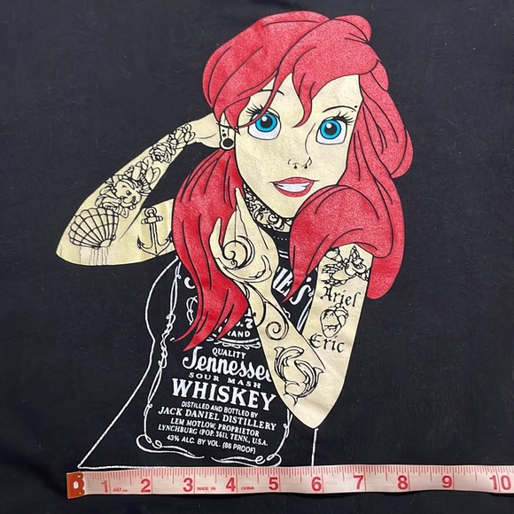 Disney Punk ARIEL Black TShirt Tattooed Rock Goth Emo Grunge Little Mermaid Red - Picture 7 of 14